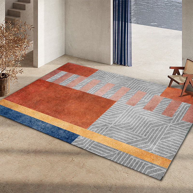 Glam Home Decoration Rug Multicolored Abstract Print Rug Polypropylene Non-Slip Back Easy Care Rug