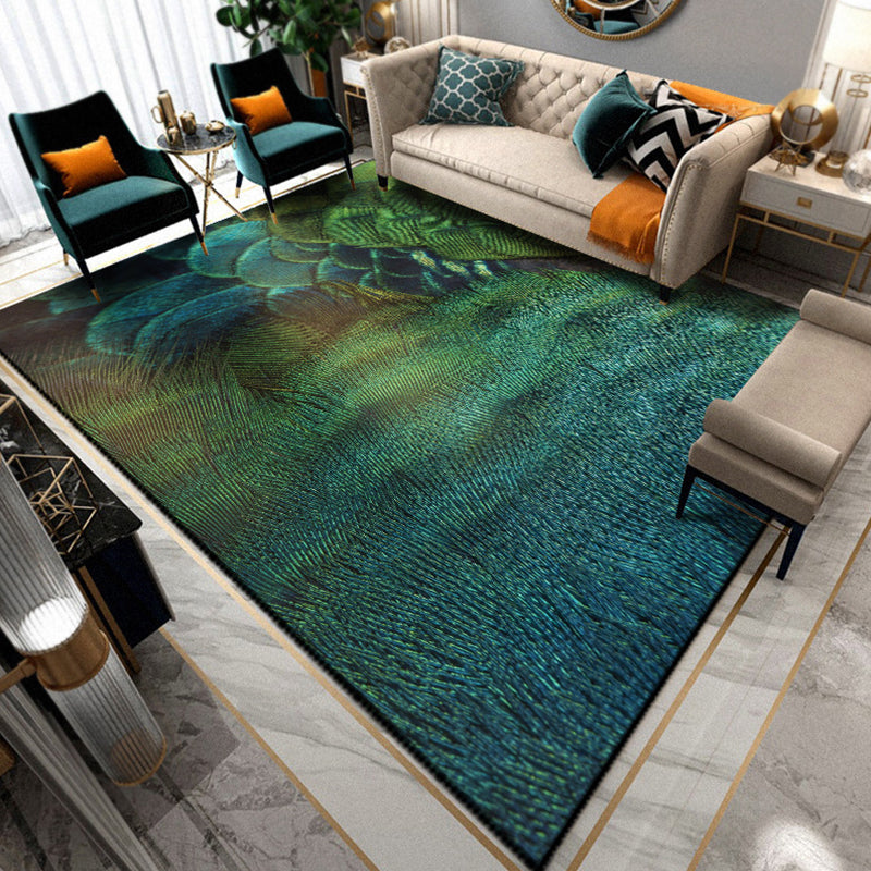 Multicolored Living Room Rug Unique Animal Print Rug Polypropylene Pet Friendly Washable Area Rug