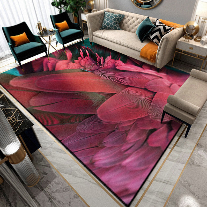Multicolored Living Room Rug Unique Animal Print Rug Polypropylene Pet Friendly Washable Area Rug