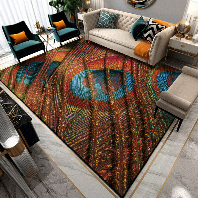Multicolored Living Room Rug Unique Animal Print Rug Polypropylene Pet Friendly Washable Area Rug