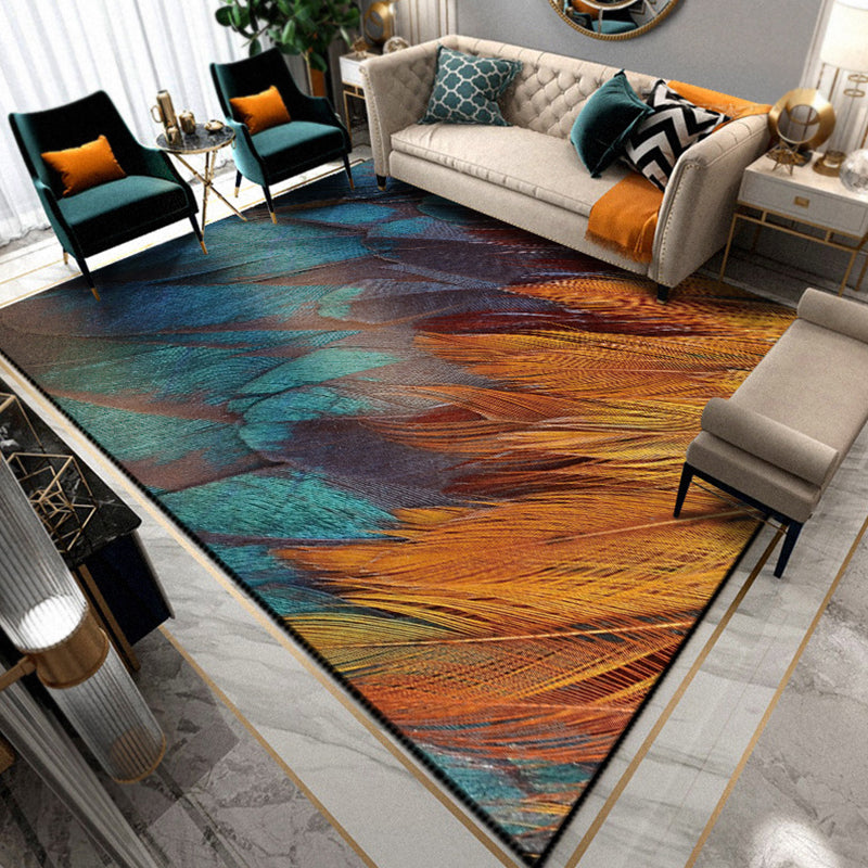 Multicolored Living Room Rug Unique Animal Print Rug Polypropylene Pet Friendly Washable Area Rug
