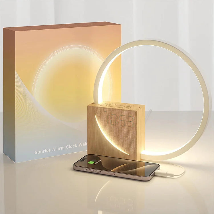 Elegant Touch Control Light Alarm Clock – Wood Design