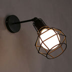 Iron Cage Wall Light Retro Style 1 Head Living Room Wall Lighting Lamp in Black