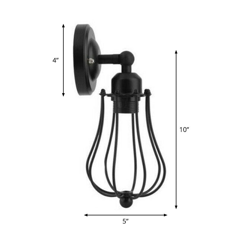 Vintage Grapefruit Cage Wall Lamp Single Lamp Iron Wall Mounted Lamp in Black