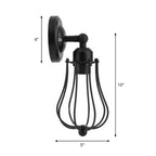 Vintage Grapefruit Cage Wall Lamp Single Lamp Iron Wall Mounted Lamp in Black