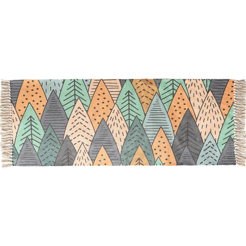 Classic Multicolored Drop Carpet Polyester Plant Printed Carpet Non-Slip Back Machine Washable Carpet for Bedroom