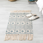 Southwestern Bedroom Rug Multicolor Geometric Print Rug Polypropylene Machine Washable Rug with Fringes