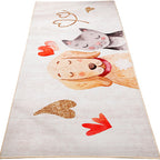 Beautiful children's room carpet Multicolored animal print area rug polypropylene non-slip backing easy-care carpet