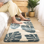Green Bedroom Rug Modern Leaf Print Indoor Carpet Polypropylene Pet Friendly Stain Resistant Rug