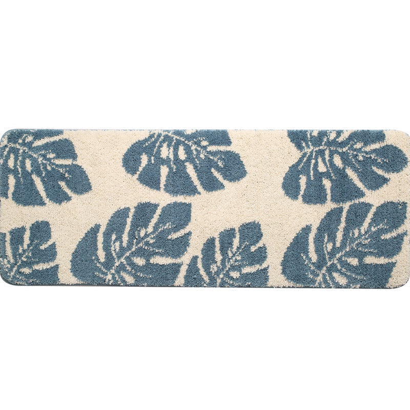 Green Bedroom Rug Modern Leaf Print Indoor Carpet Polypropylene Pet Friendly Stain Resistant Rug
