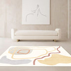 Southwest Living Room Rug Multicolored Color Block Rug Polypropylene Non-Slip Stain Resistant Rug