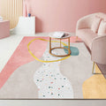 Beautiful Bedroom Rug Multicolored Color Block Rug Polyester Non-slip Back Machine Washable Rug