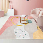 Beautiful Bedroom Rug Multicolored Color Block Rug Polyester Non-slip Back Machine Washable Rug