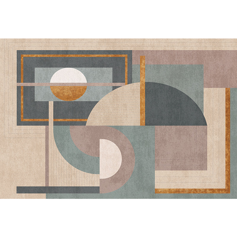 Morandi color geometric rug synthetic western rug non-slip backing machine washable rug for the living room