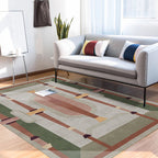 Morandi color geometric rug synthetic western rug non-slip backing machine washable rug for the living room