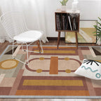 Morandi color geometric rug synthetic western rug non-slip backing machine washable rug for the living room
