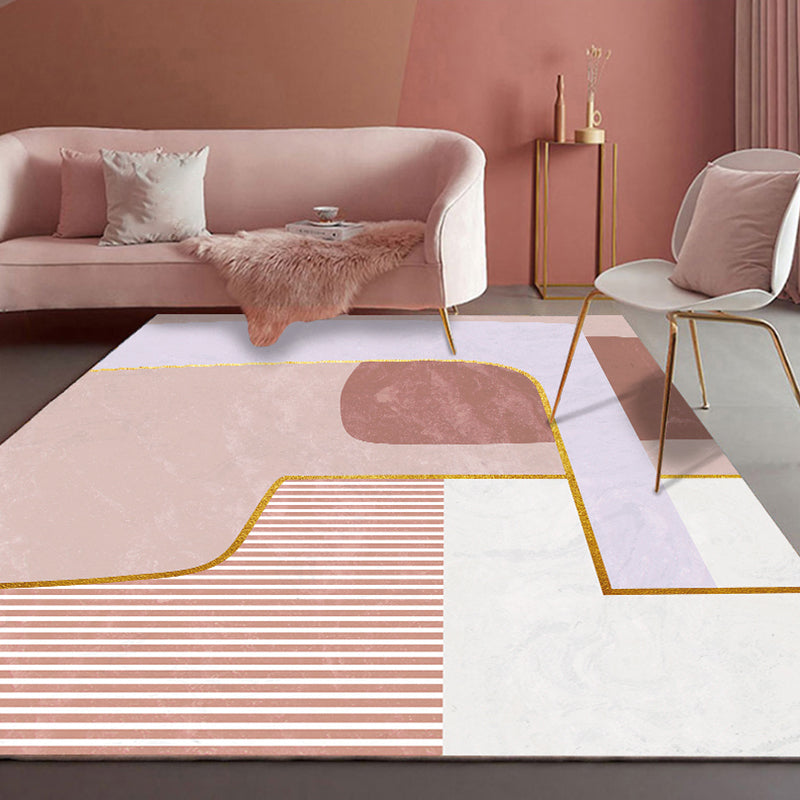 Morandi color new carpet polyester geometric pattern indoor carpet non-slip pet-friendly washable rug for the living room
