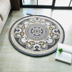Western Living Room Carpet Multicolor Floral Pattern Area Rug Polyester Non-Slip Back Washable Rug