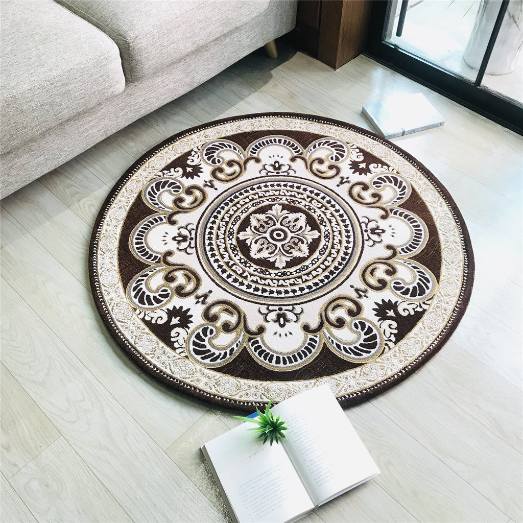 Western Living Room Carpet Multicolor Floral Pattern Area Rug Polyester Non-Slip Back Washable Rug