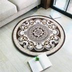 Western Living Room Carpet Multicolor Floral Pattern Area Rug Polyester Non-Slip Back Washable Rug