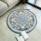 Western Living Room Carpet Multicolor Floral Pattern Area Rug Polyester Non-Slip Back Washable Rug