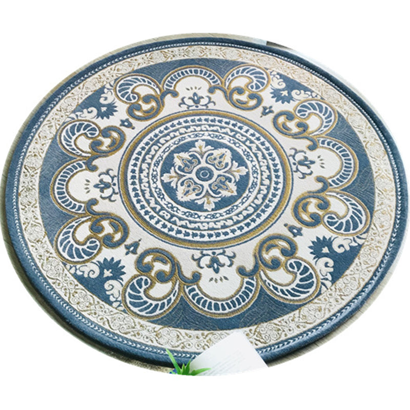 Western Living Room Carpet Multicolor Floral Pattern Area Rug Polyester Non-Slip Back Washable Rug