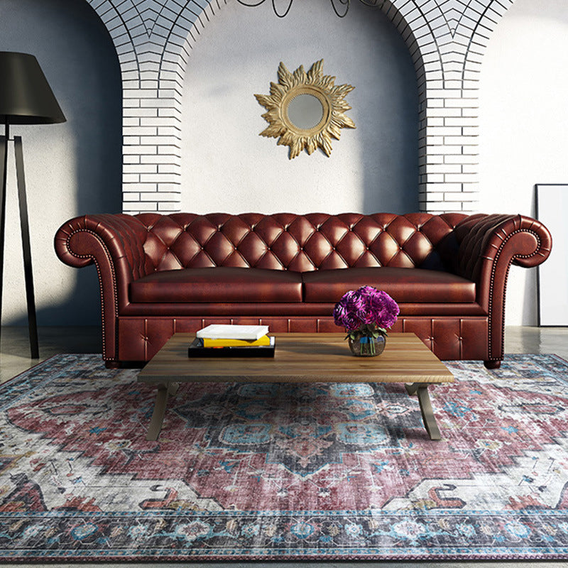 Retro Floral Print Rug Multicolored Rustic Area Rug Polypropylene Easy Care Non-Slip Backing Rug for Room