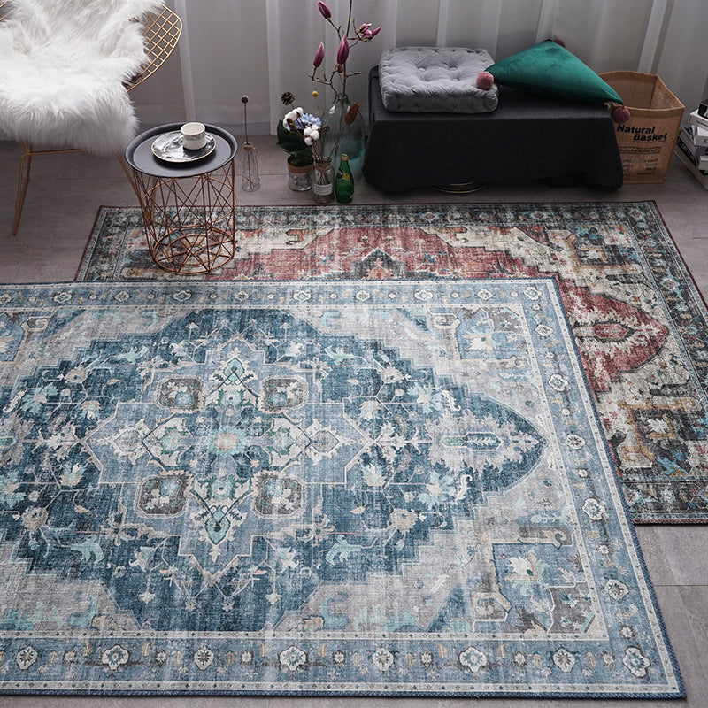 Retro Floral Print Rug Multicolored Rustic Area Rug Polypropylene Easy Care Non-Slip Backing Rug for Room