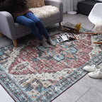 Retro Floral Print Rug Multicolored Rustic Area Rug Polypropylene Easy Care Non-Slip Backing Rug for Room