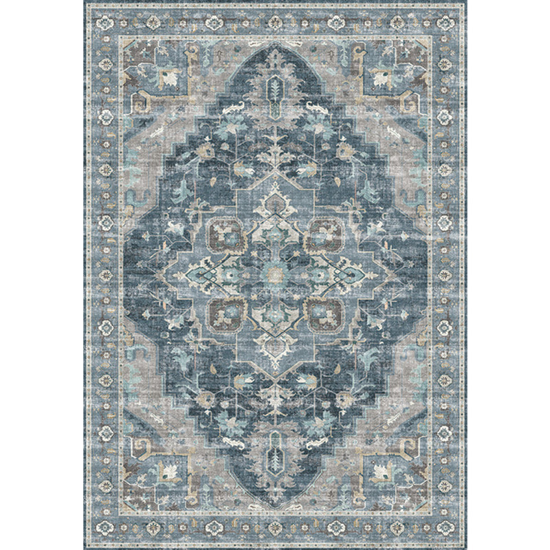 Retro Floral Print Rug Multicolored Rustic Area Rug Polypropylene Easy Care Non-Slip Backing Rug for Room