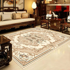 Retro Multicolored Western Rug Synthetic Flower Design Area Rug Non-Slip Washable Rug for Living Room
