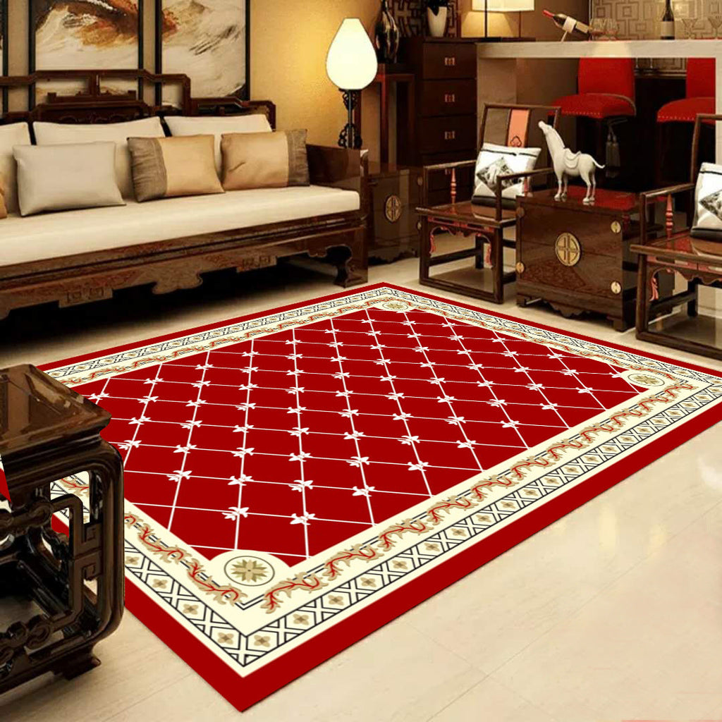Retro Multicolored Western Rug Synthetic Flower Design Area Rug Non-Slip Washable Rug for Living Room
