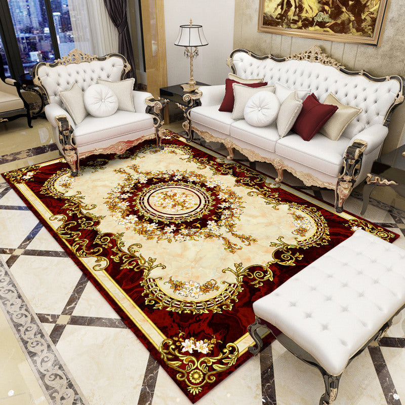 Antique patterned rug multicolored polypropylene indoor rug easy care washable rug for living room