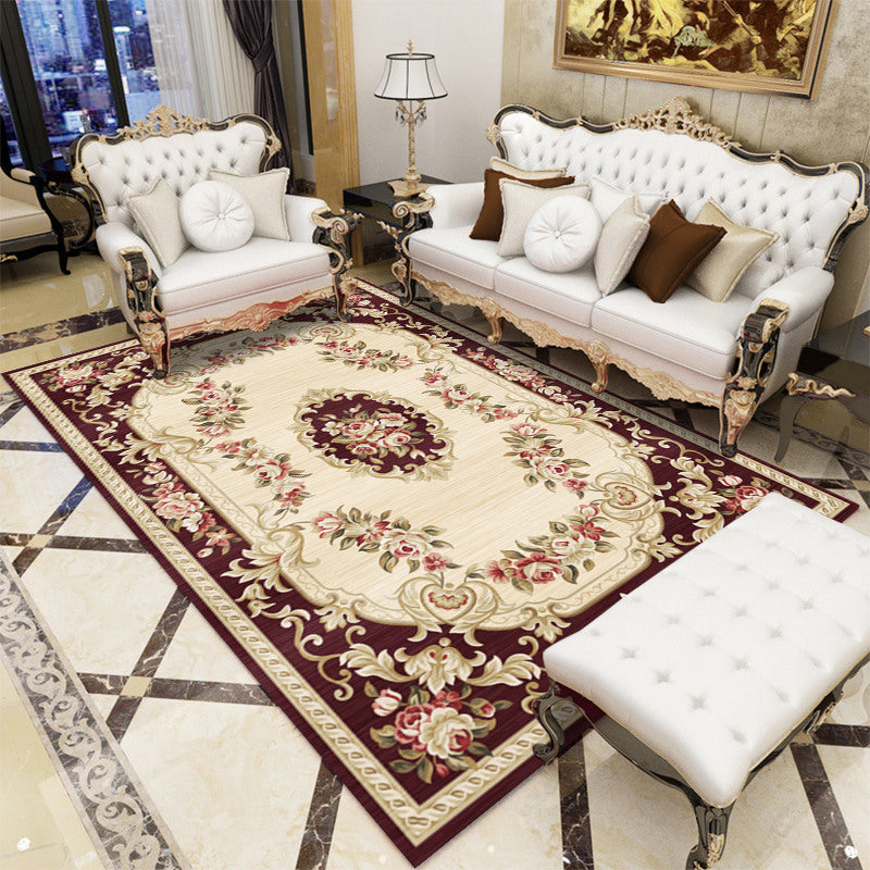 Antique patterned rug multicolored polypropylene indoor rug easy care washable rug for living room