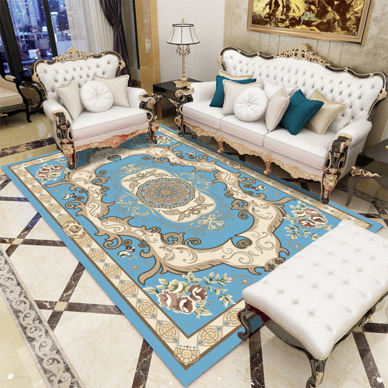 Antique patterned rug multicolored polypropylene indoor rug easy care washable rug for living room