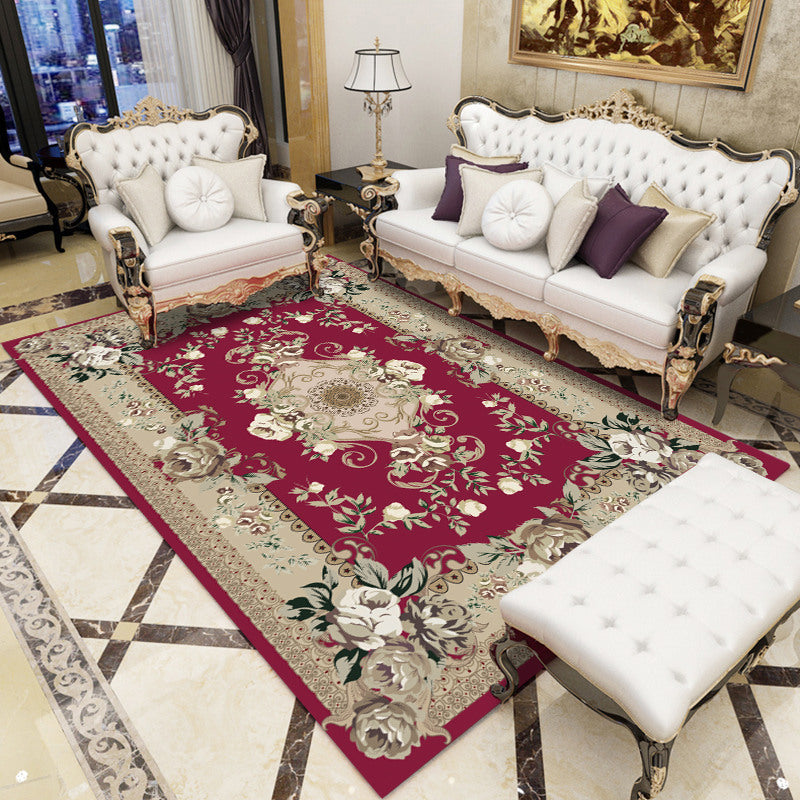Antique patterned rug multicolored polypropylene indoor rug easy care washable rug for living room