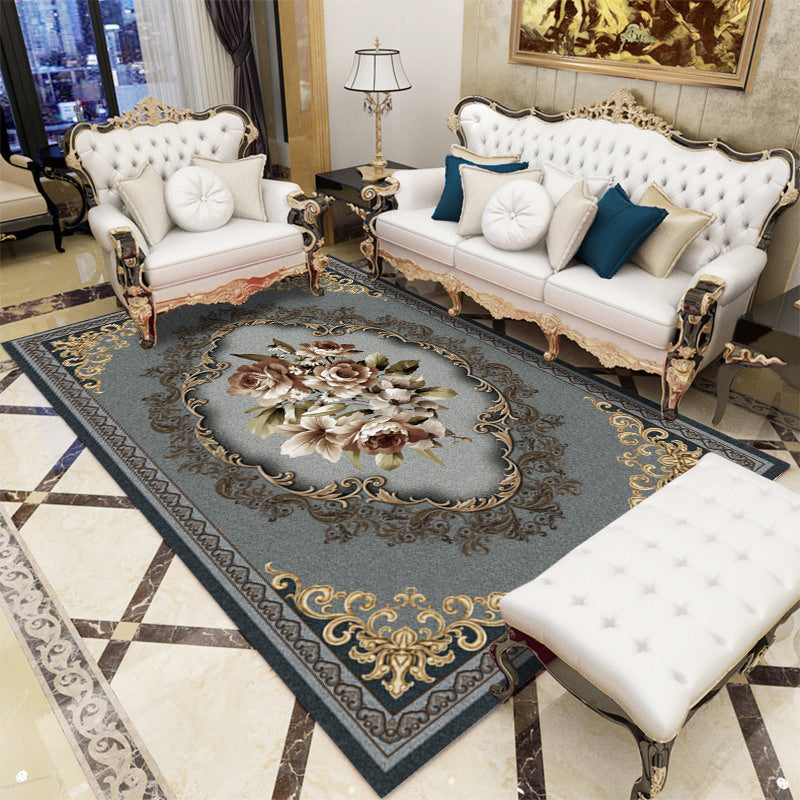 Antique patterned rug multicolored polypropylene indoor rug easy care washable rug for living room