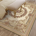 Multicolored Living Room Carpet Olden Floral Pattern Carpet Polyester Easy Care Machine Washable Indoor Carpet