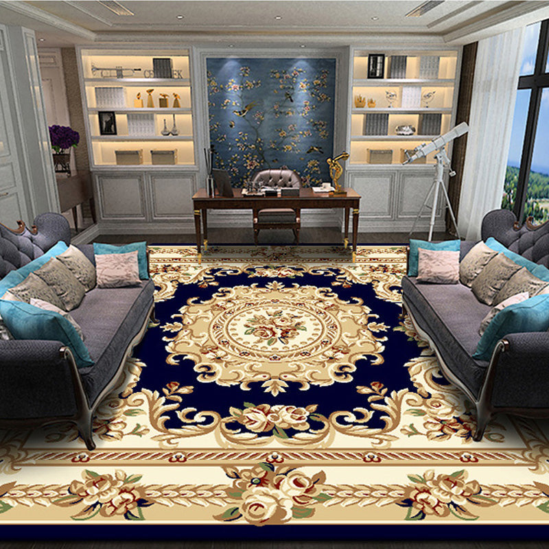 Retro Living Room Rug Multicolor Floral Indoor Rug Polypropylene Pet-Friendly Washable Easy Care Rug