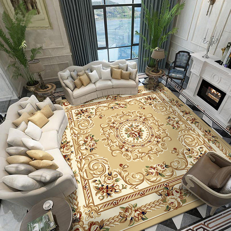 Retro Living Room Rug Multicolor Floral Indoor Rug Polypropylene Pet-Friendly Washable Easy Care Rug
