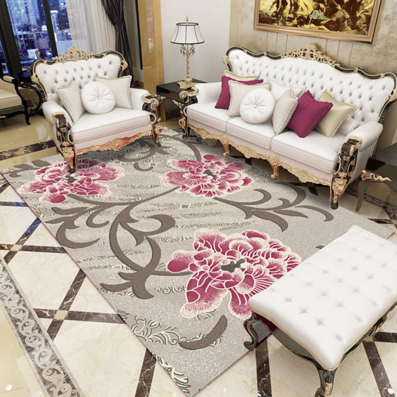 Indian Living Room Rug Multicolored Geometric Pattern Indoor Rug Polyester Pet Friendly Washable Rug