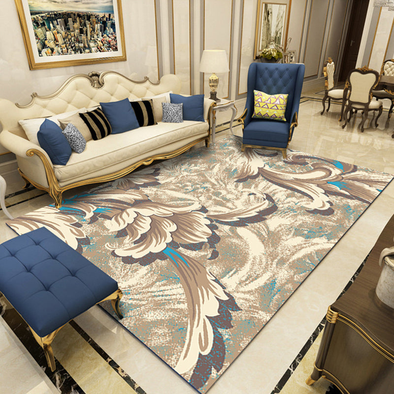 Indian Living Room Rug Multicolored Geometric Pattern Indoor Rug Polyester Pet Friendly Washable Rug