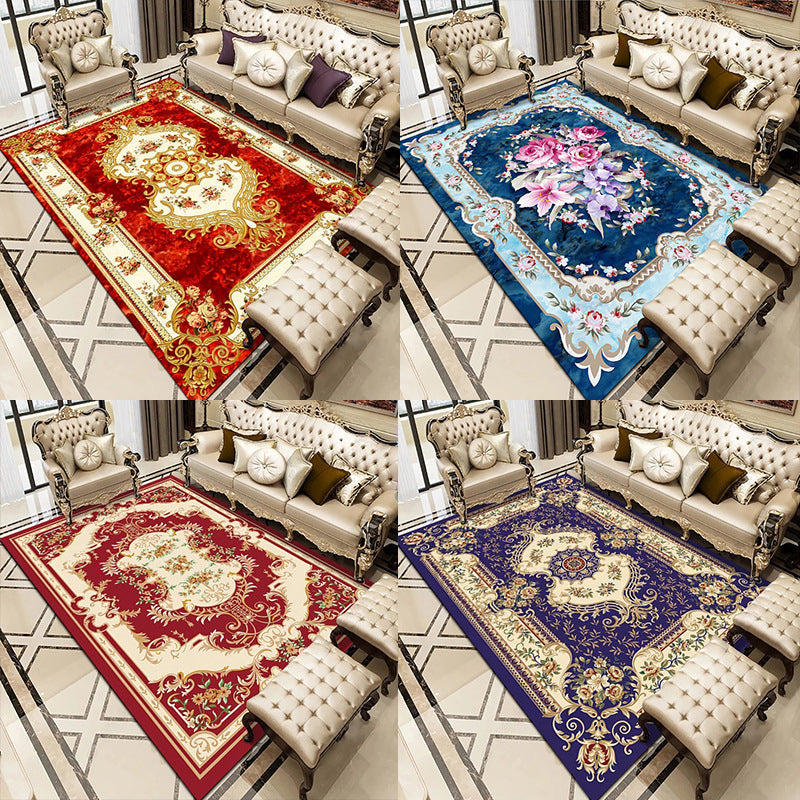 Multicolored living room carpet American floral design carpet synthetic easy-care non-slip carpet
