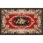Southwestern Living Room Carpet Multicolored Floral Pattern Area Rug Polyester Non-Slip Back Easy Care Rug