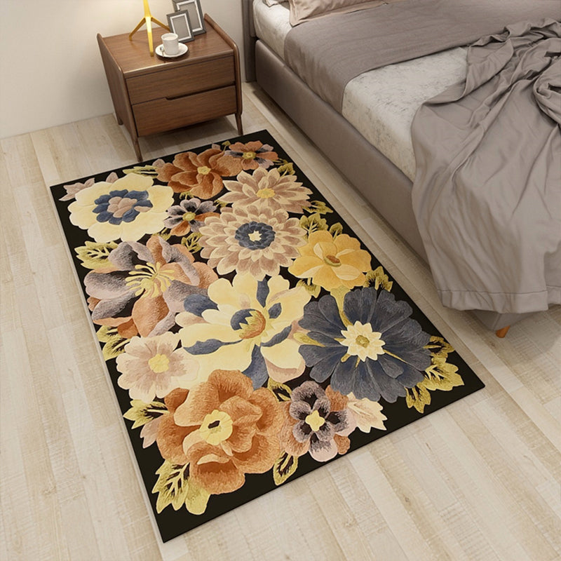 Americana Floral Pattern Rug Multicolored Polypropylene Area Rug Pet Friendly Machine Washable Indoor Rug for Living Room