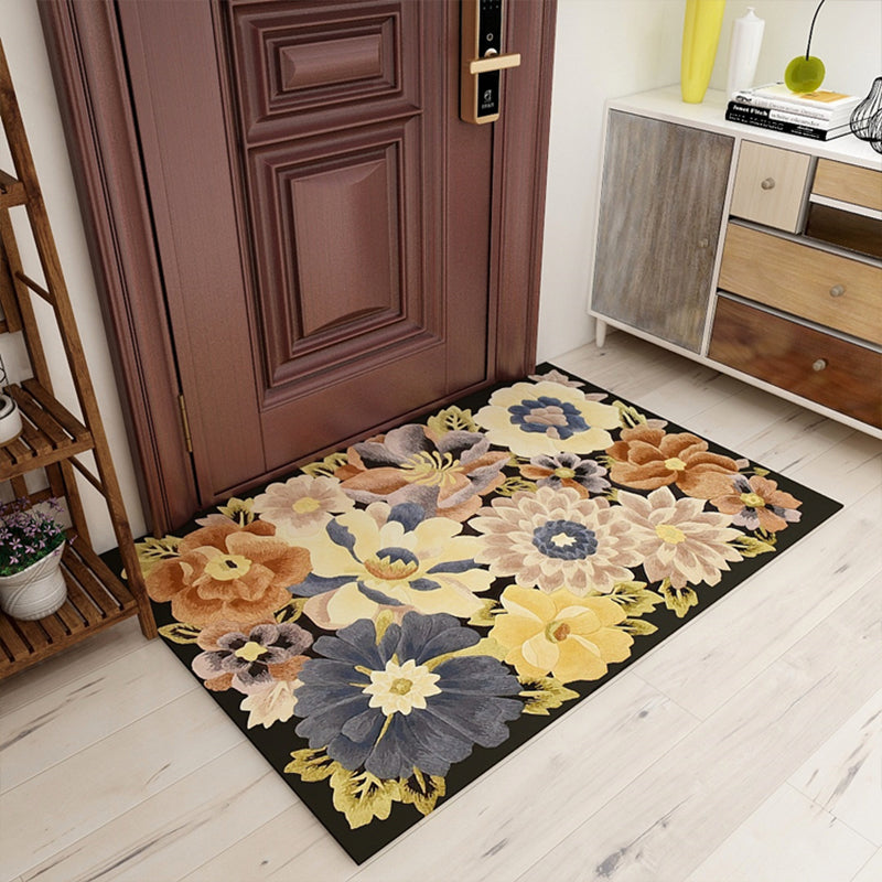 Americana Floral Pattern Rug Multicolored Polypropylene Area Rug Pet Friendly Machine Washable Indoor Rug for Living Room