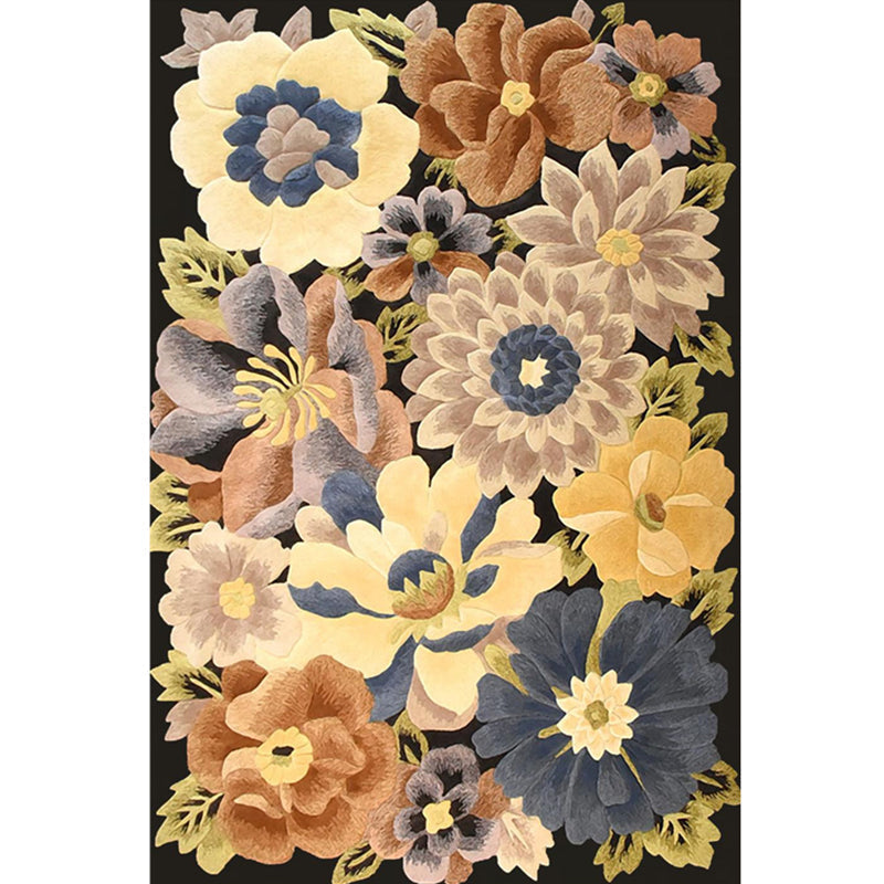 Americana Floral Pattern Rug Multicolored Polypropylene Area Rug Pet Friendly Machine Washable Indoor Rug for Living Room