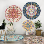 Ethnic Living Room Rug Multicolored Tribal Pattern Rug Synthetic Non-Slip Back Easy Care Indoor Rug