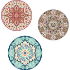 Ethnic Living Room Rug Multicolored Tribal Pattern Rug Synthetic Non-Slip Back Easy Care Indoor Rug