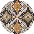 Ethnic Living Room Rug Multicolored Tribal Pattern Rug Synthetic Non-Slip Back Easy Care Indoor Rug